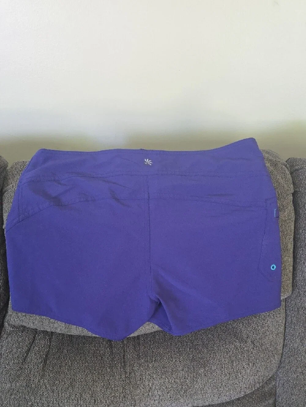 Womans Purple Swim Shorts with Aqua Drawstring